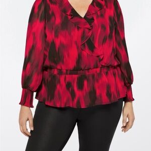 Calvin Klein Vibrant Red and Black Blouse
